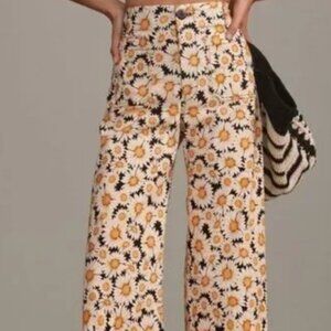 RARE Anthropologie 🌻Sunflower🌻 Maeve The Colette Wide Leg Pant 26 EUC